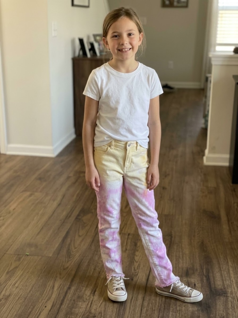 GAP Girls Tie-Dye Jeans in Pink and Cream
